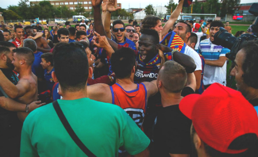 Marco va ser un dels grans protagonistes del partit amb el gol que va decidir l'ascens // FOTO: Javi Borrego